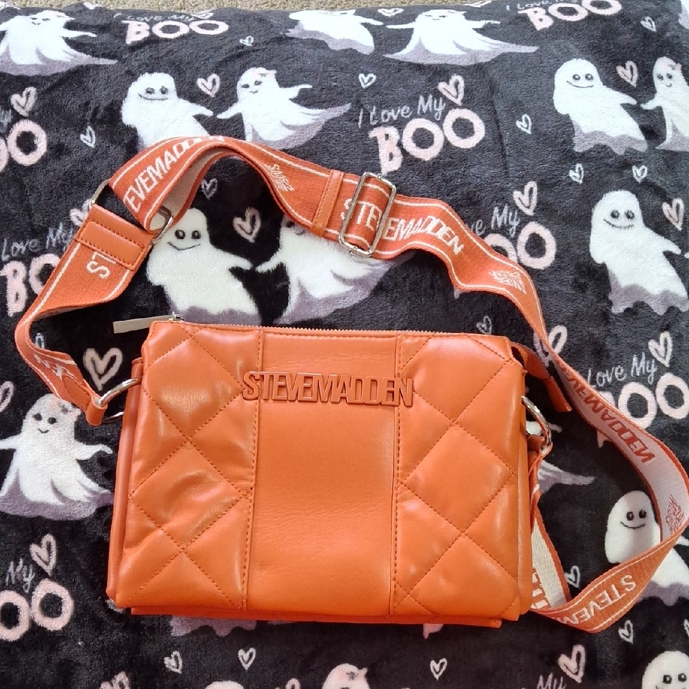 Steve Madden Vibrant Orange Quilted Crossbody Bag